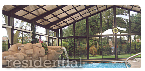 Custom Pool Enclosure with Rock Fountain