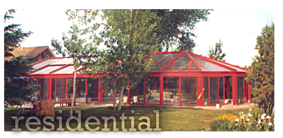 Glass Pool Enclosure with Red Beams
